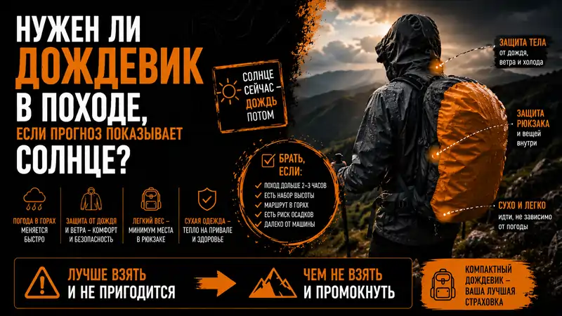Нужен ли дождевик в поход, если прогноз показывает солнце