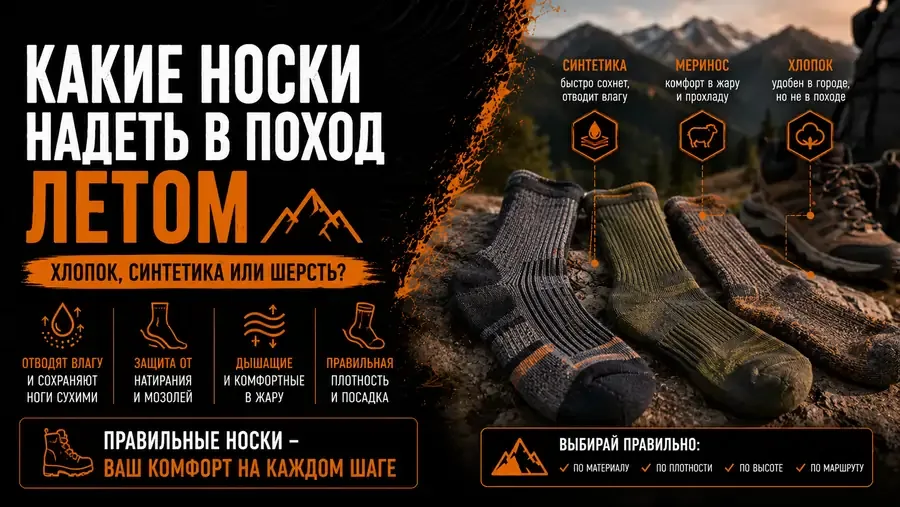 Какие носки надеть в поход летом: хлопок, синтетика или шерсть